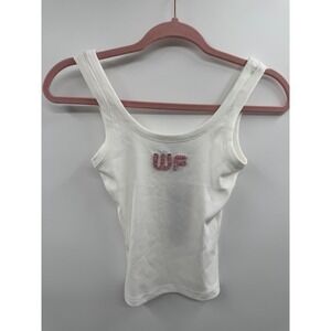 NWT White Fox Always Recognised Rib Tank Top Women's XS White Stretch Slim Fit